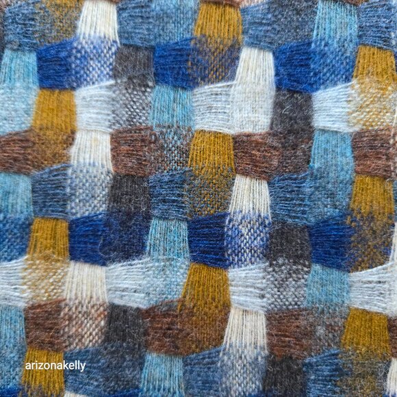 NWOT Abraham Moon Lambswool Wool Woven Fringe Scarf - Picture 7 of 8